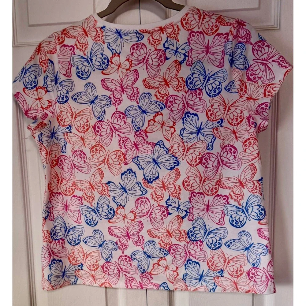 Wonder Nation Girls XL Plus Butterfly Print Short Sleeve T-Shirt Multi colored - Picture 5 of 5